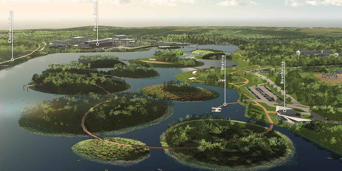 artists rendering of possible manmade islands in lake springfield